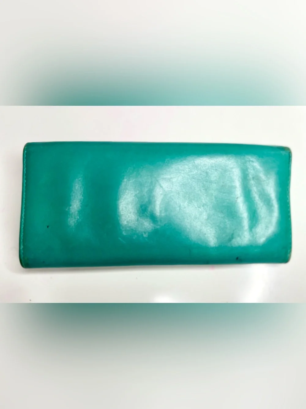 Tory Burch Green Leather Continental Envelope Wallet with Blue Enamel Bow